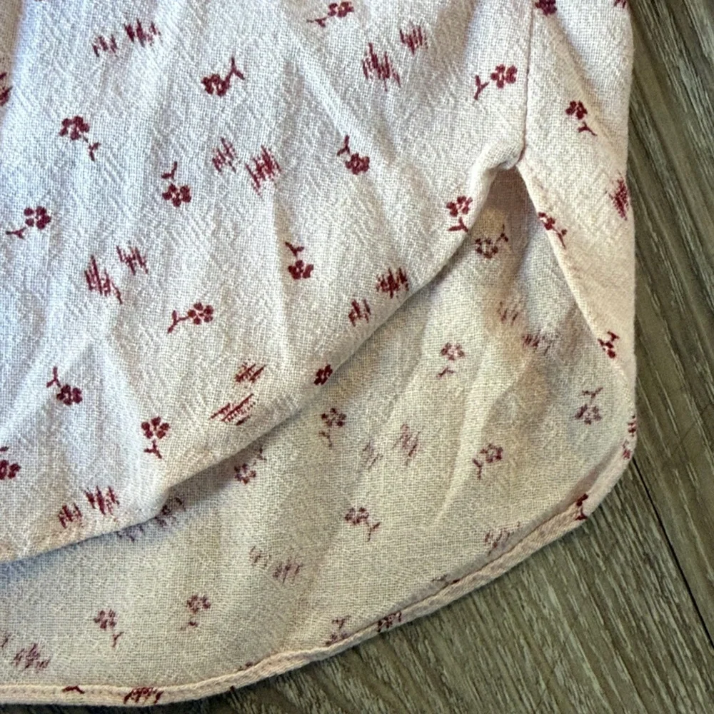 Madewell Pink Puff Sleeves Peasant Floral Top Size: S